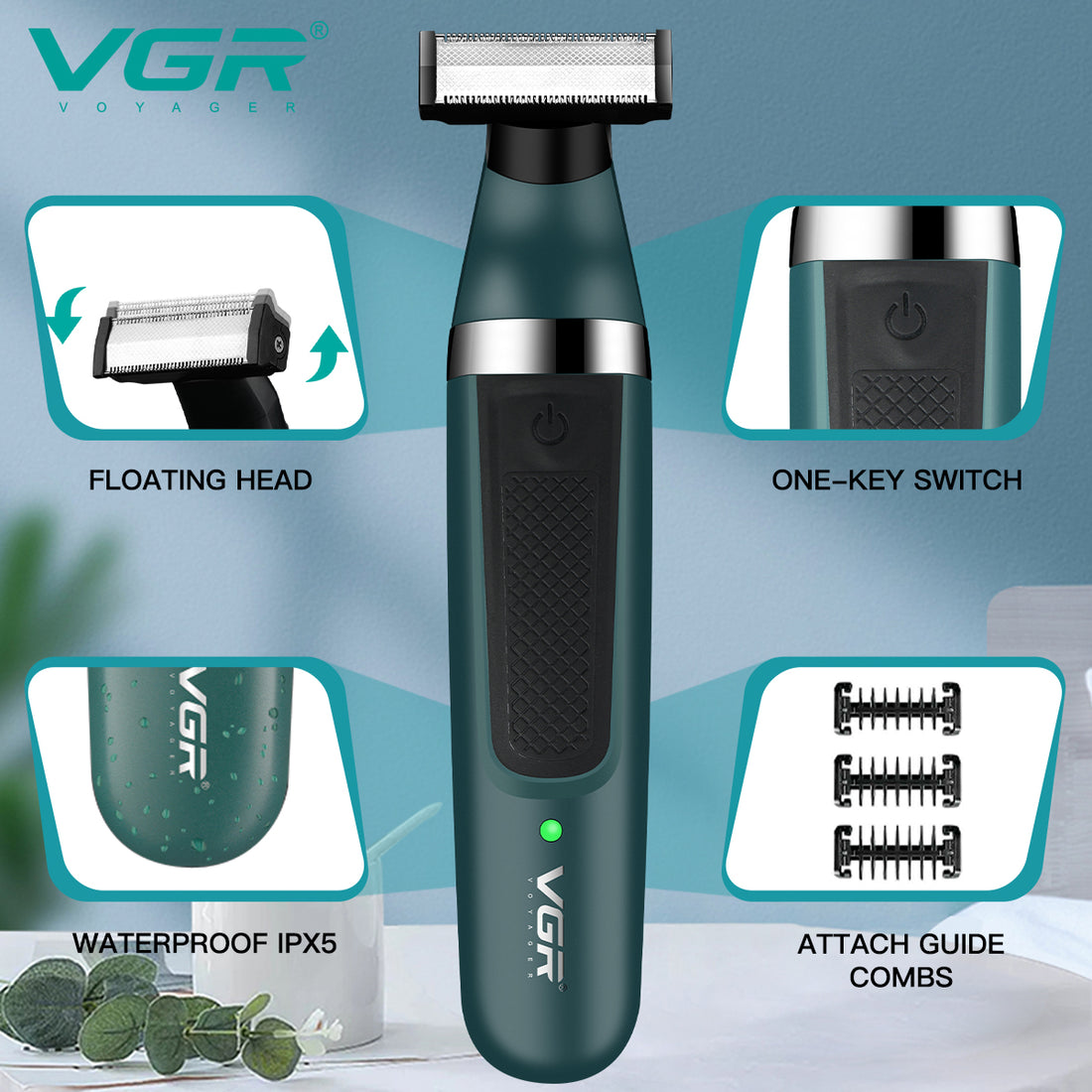 VGR V-393 Professional OneBlade Beard Trimmer and Foil Shaver for men