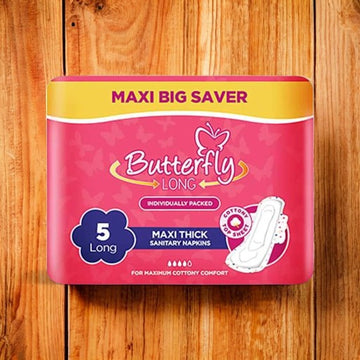 Butterfly Long New & Improved Individually Packed Maxi Thick Long 5 Pads