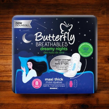 Butterfly Breathable Dreamy Nights Maxi Thick Long 8 Pads