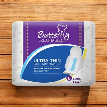 Butterfly Breathable Ultra Thin Sanitary Napkins Breathable Back sheet Quick Dry Feel Long 8 Pads