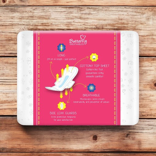 Butterfly Breathable Ultra Thin Sanitary Napkins Special Leak Guards Long 8 Pads