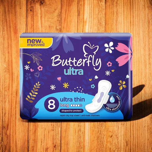 Butterfly Ultra New & Improved Ultra Thin Long 8 Pads