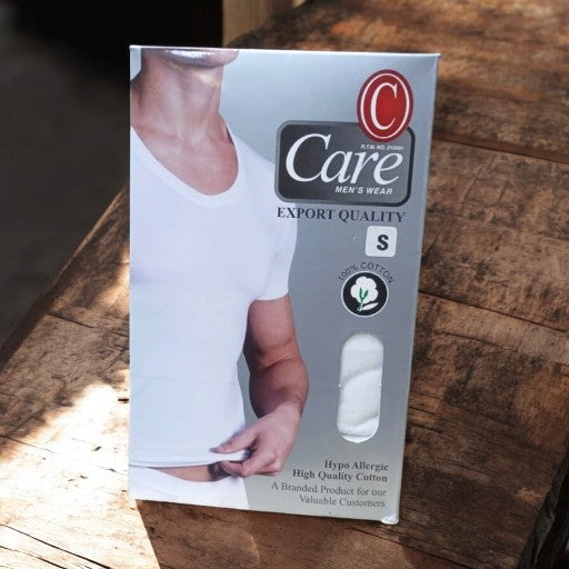 CARE Men's Wear Export Quality Half Sleeve Vest White