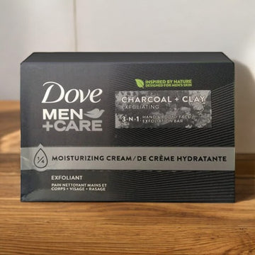 Dove Men +Care Charcoal + Clay 3 In 1 Hand & Body + Face + Exfoliation Bar Soap