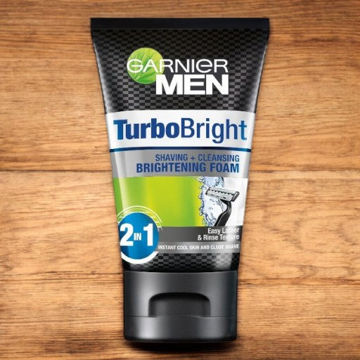 GARNIER MEN TurboBright Shaving & Cleansing Brightening Foam