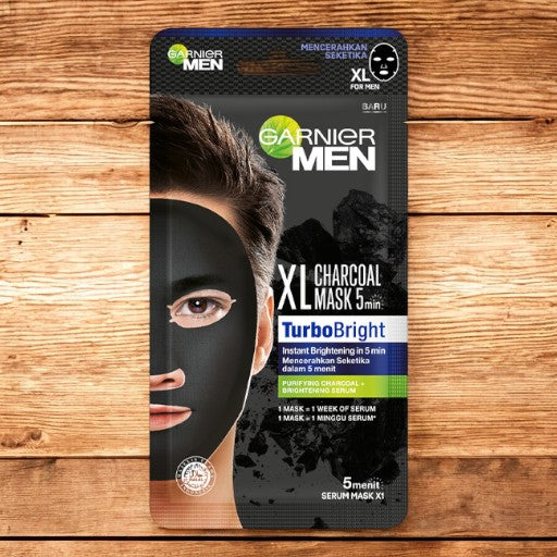 Vendor: Garnier Garnier Men XL Charcoal Turbo Bright Tissue Sheet Mask