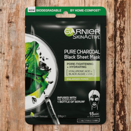 GARNIER SkinActive Pure Charcoal Hyaluronic Acid Black Algae Pore Tightening Sheet Mask