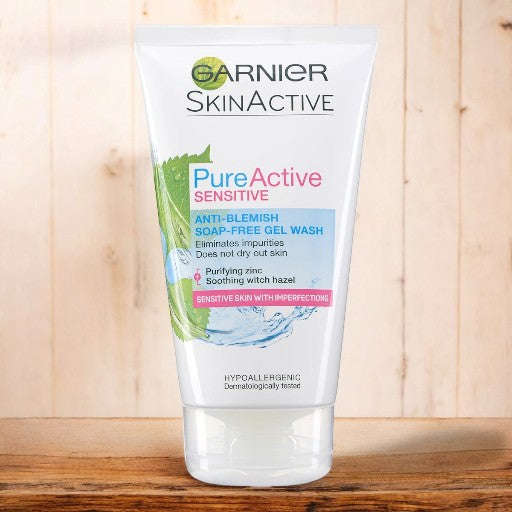 GARNIER Skin Active Sensitive Anti-Blemish Gentle Gel Wash Eliminates Impurities Does Not Dry Out Skin