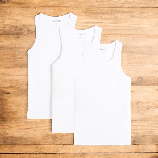 LUCIDO Apparels Classic Vest Pack of 3 White