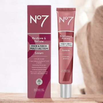 No7 Restore & Renew Face & Neck MultiAction Serum Clinically Proven Suitable for Sensitive Skin