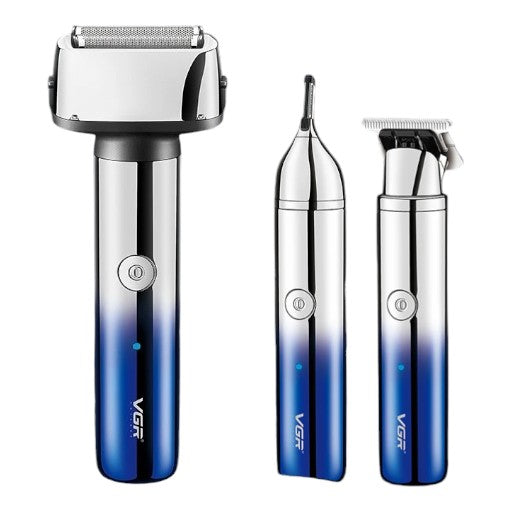 VGR 3 IN 1 Beard Shaver LED Display Eyebrows Trimmer